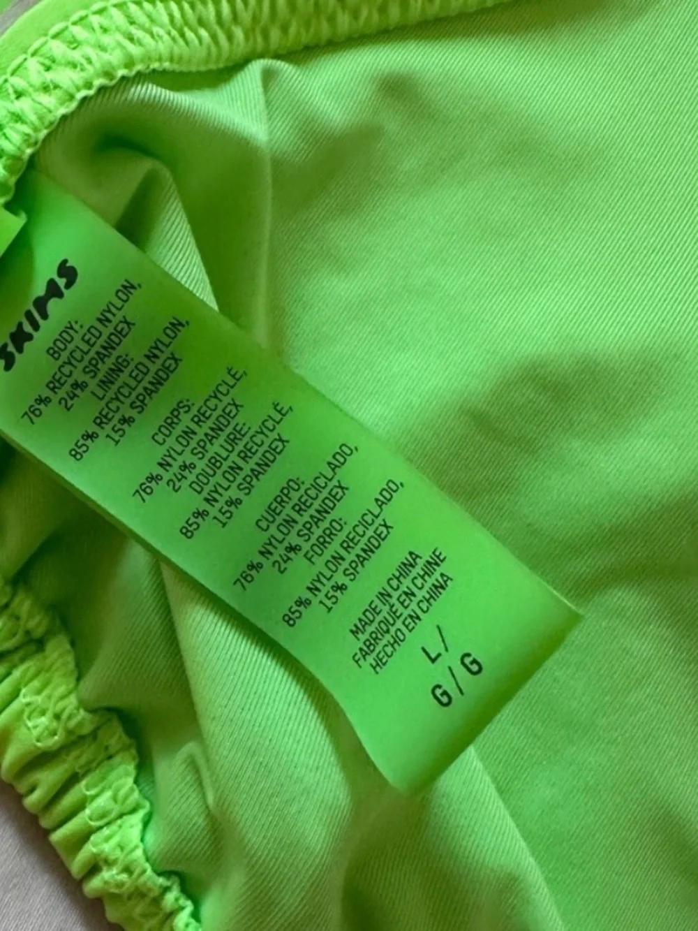 SKIMS Neon Green Triangle String Bikini like new medium large